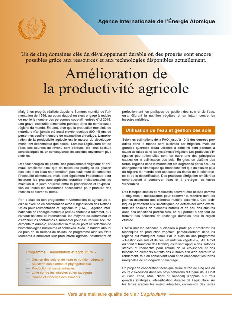 Amélioration de la productivité agricole | PDF | Agriculture | Irrigation