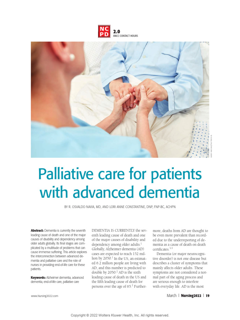 Palliative Care for Advanced Dementia | PDF | Dementia | Palliative Care