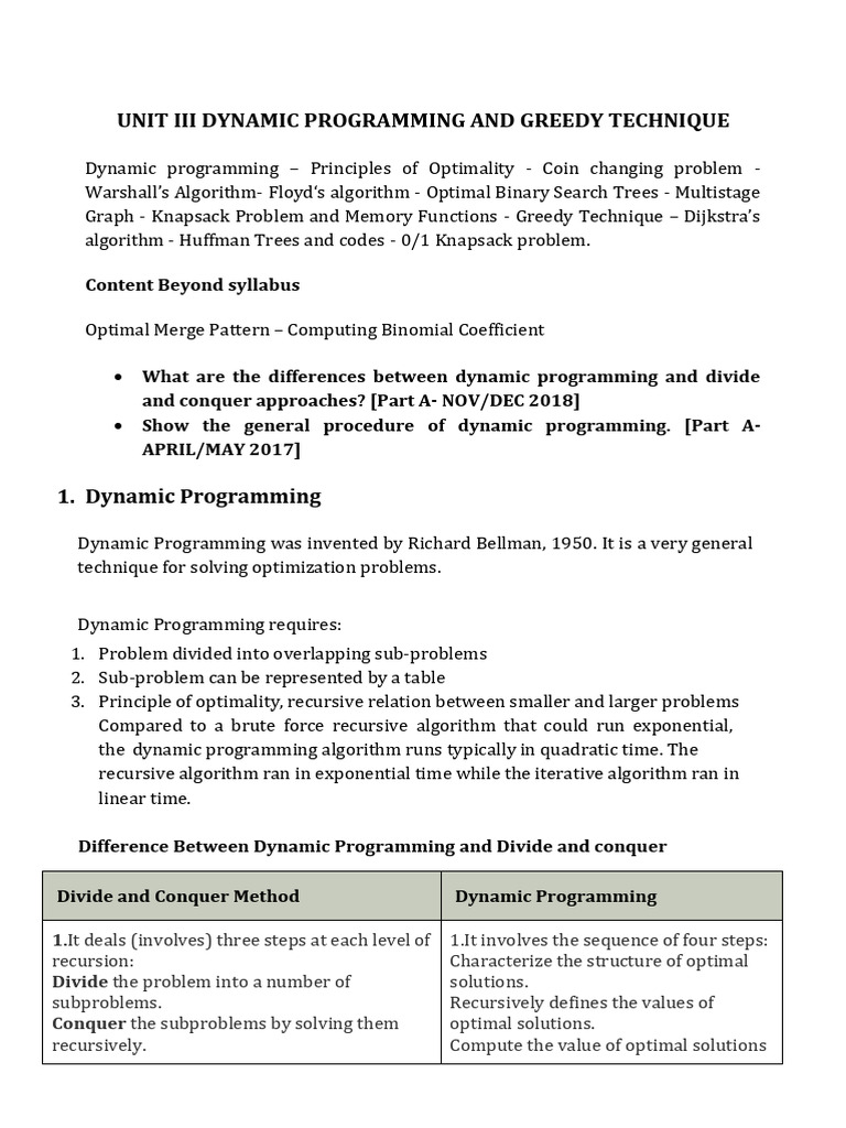 Dynamic Programming Techniques Explained | PDF | Dynamic Programming ...