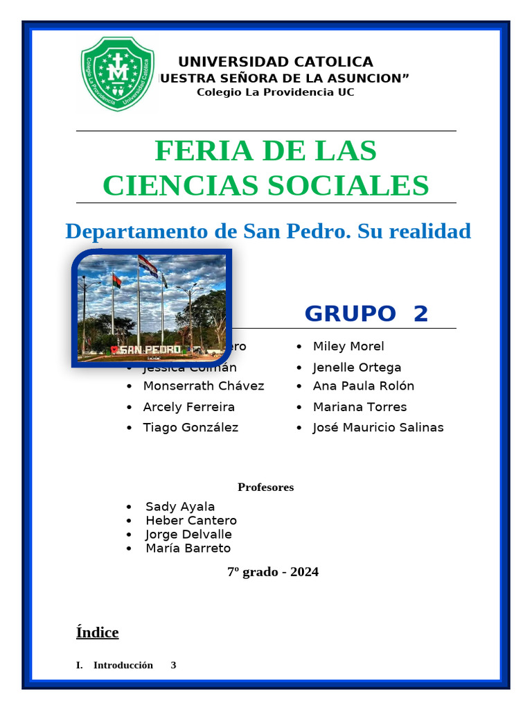 Proyecto sobre el Departamento San Pedro | PDF