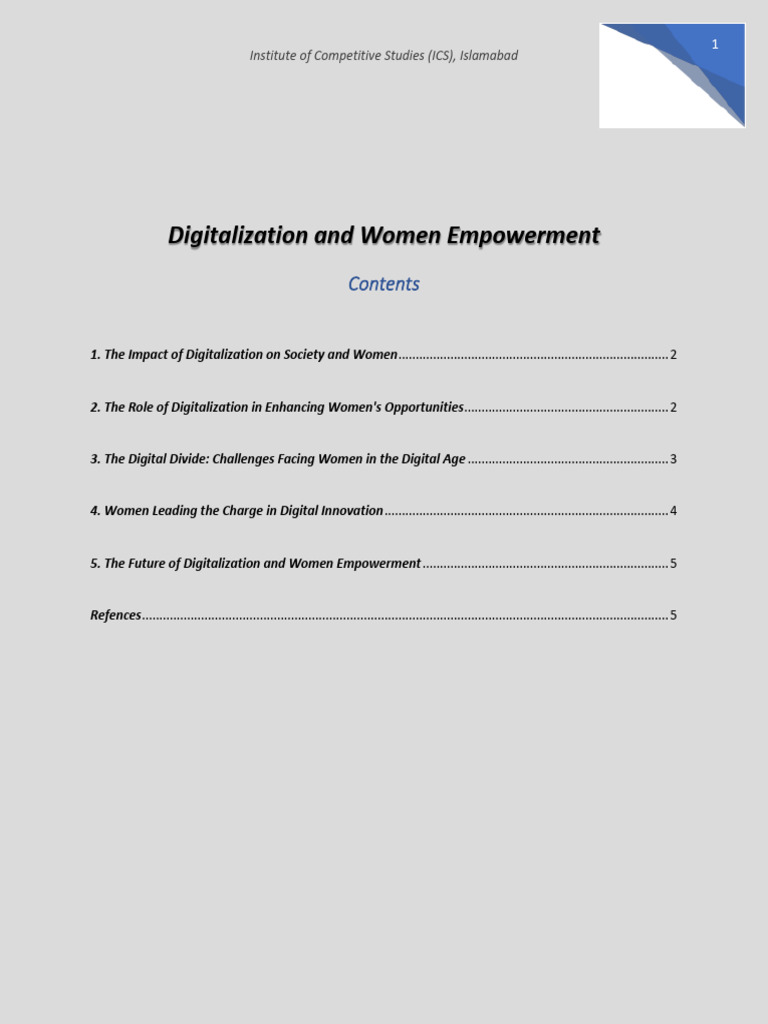 Digitalization and Women's Empowerment | PDF | Artificial Intelligence ...