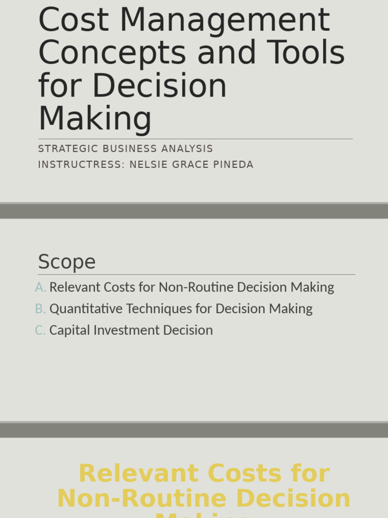 Cost Management Tools for Decision Making | PDF | Decision Making | Pricing