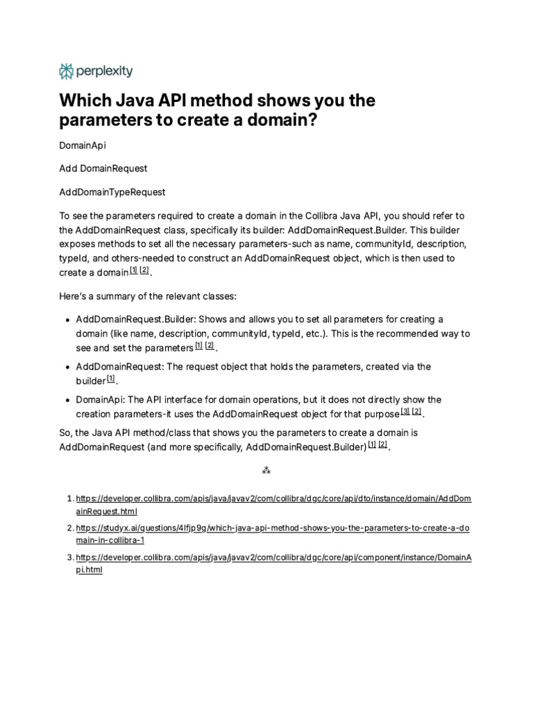 Collibra Java API: Create Domain Guide | PDF