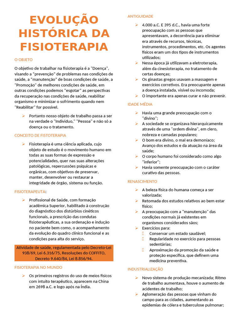 Evolução Histórica da Fisioterapia | PDF | Fisioterapia | Remédio