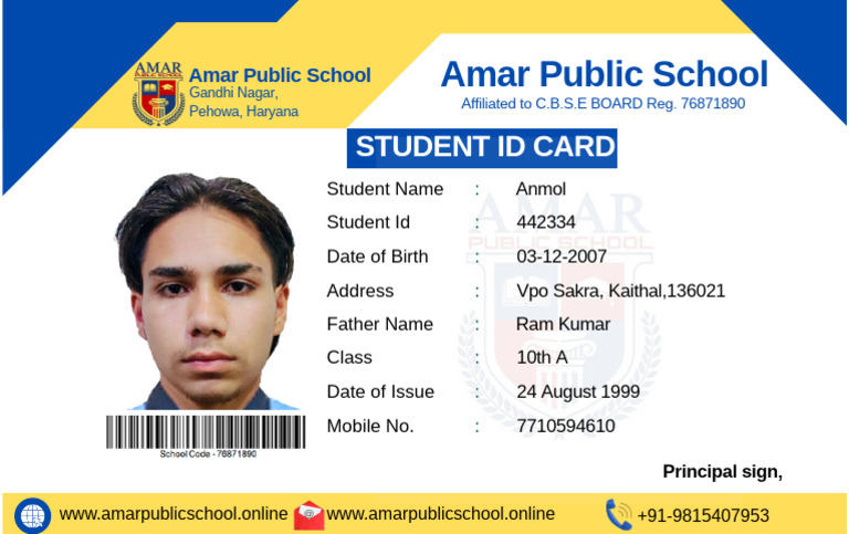 White and Blue Modern Student Id Card | PDF