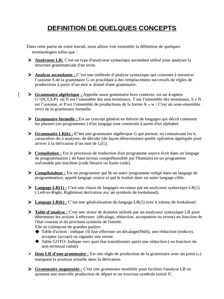 Définitions clés en analyse syntaxique | PDF | Génie logiciel ...