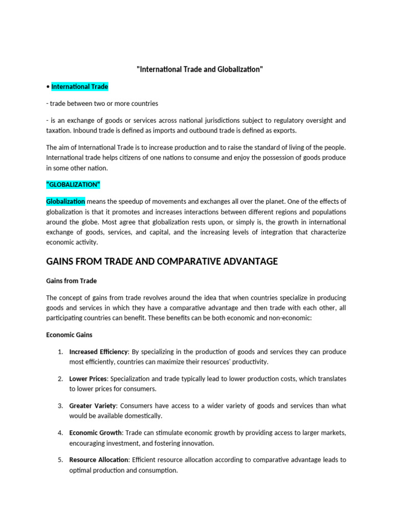 International Trade and Globalization Insights | PDF | Protectionism ...