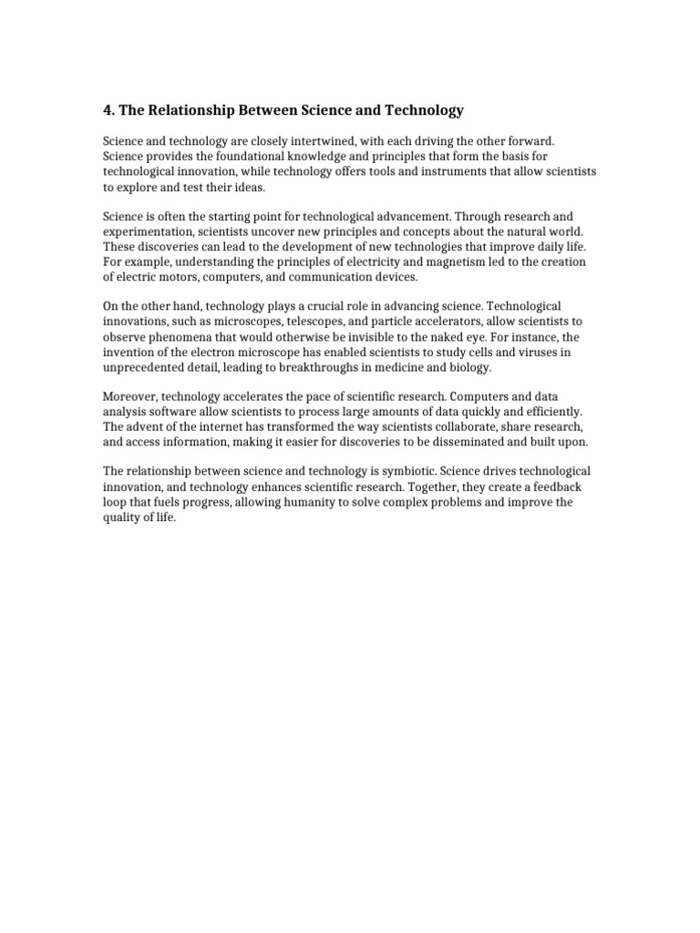The Relationship Between Science and Technology | PDF