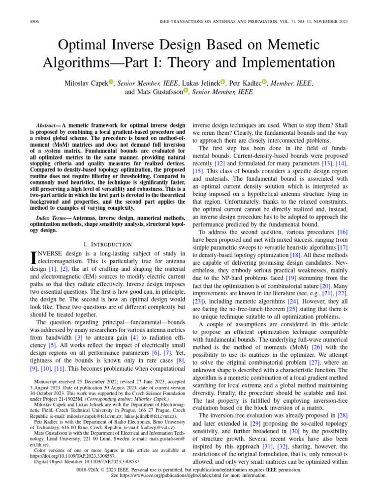 2023A Capek Etal-Optimal Inverse Design Based On Memetic AlgorithmsPart ...