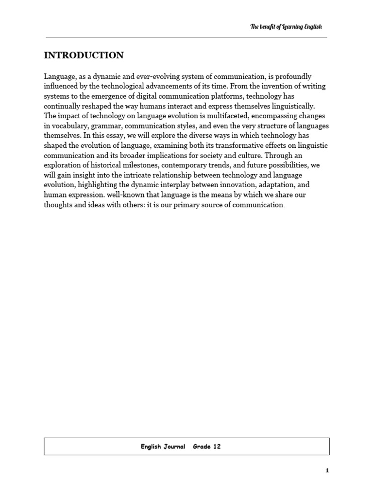 Impact of Technology on English Language | PDF | Learning | English ...