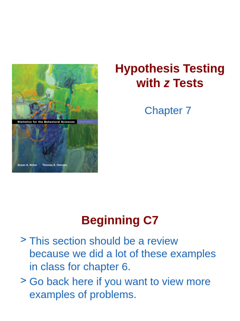 Hypothesis Testing With Z Tests | PDF | Null Hypothesis | Statistics