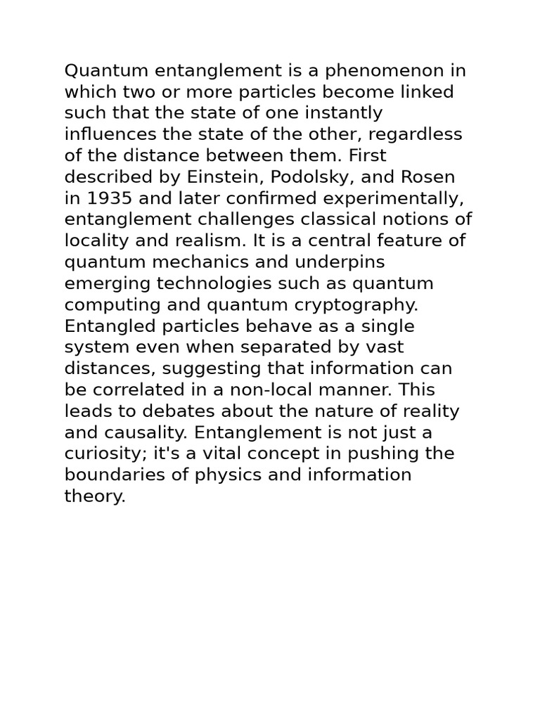 Understanding Quantum Entanglement Basics | PDF