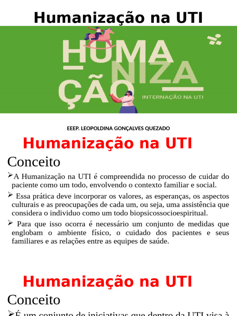Humanização na UTI: Cuidados e Práticas | PDF | Unidade de Tratamento ...