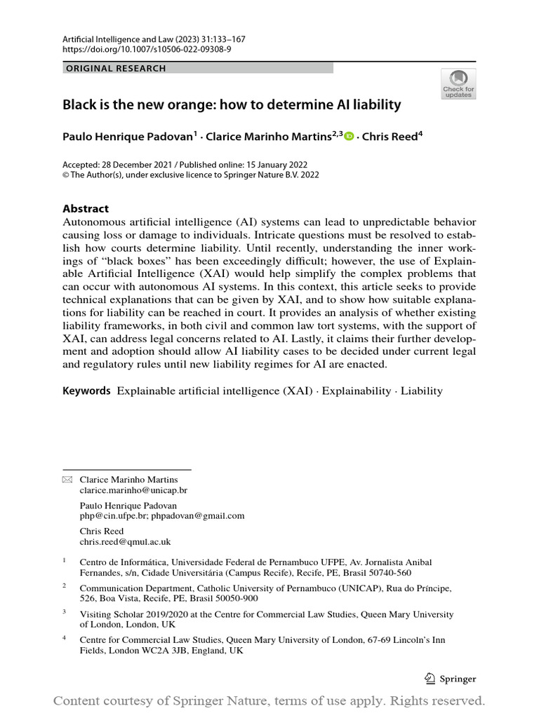 Black Is The New Orange How To Determine AI Liabil | PDF | Causation ...