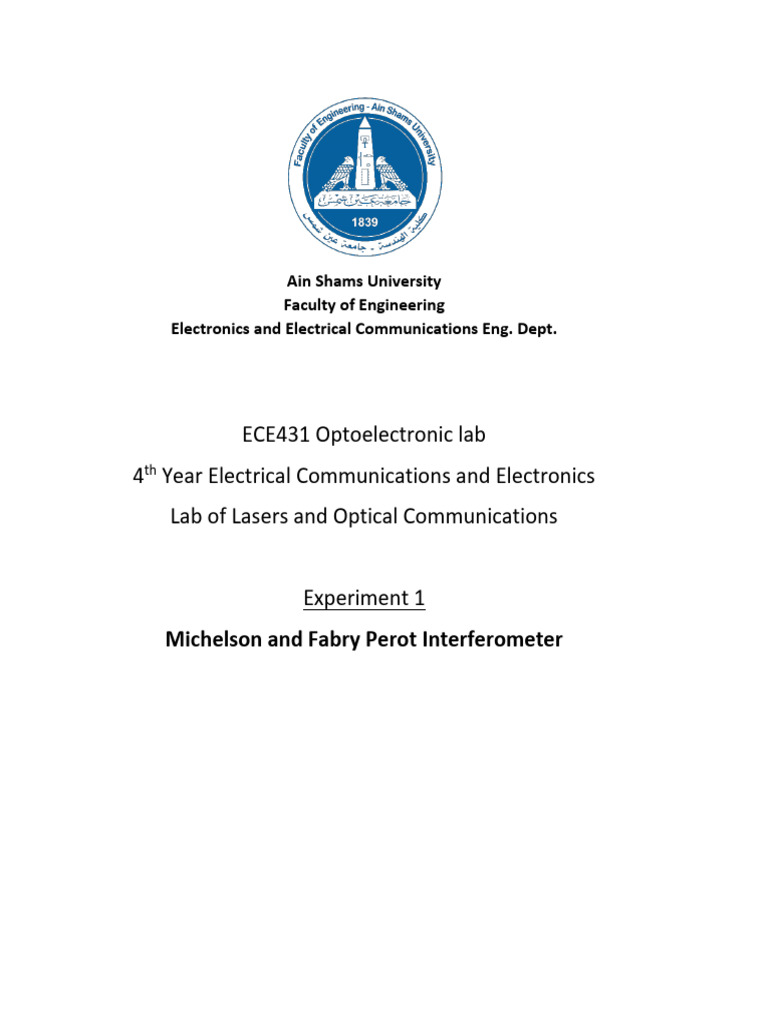 Fabry-Perot and Michelson Interferometer Experiment | PDF ...