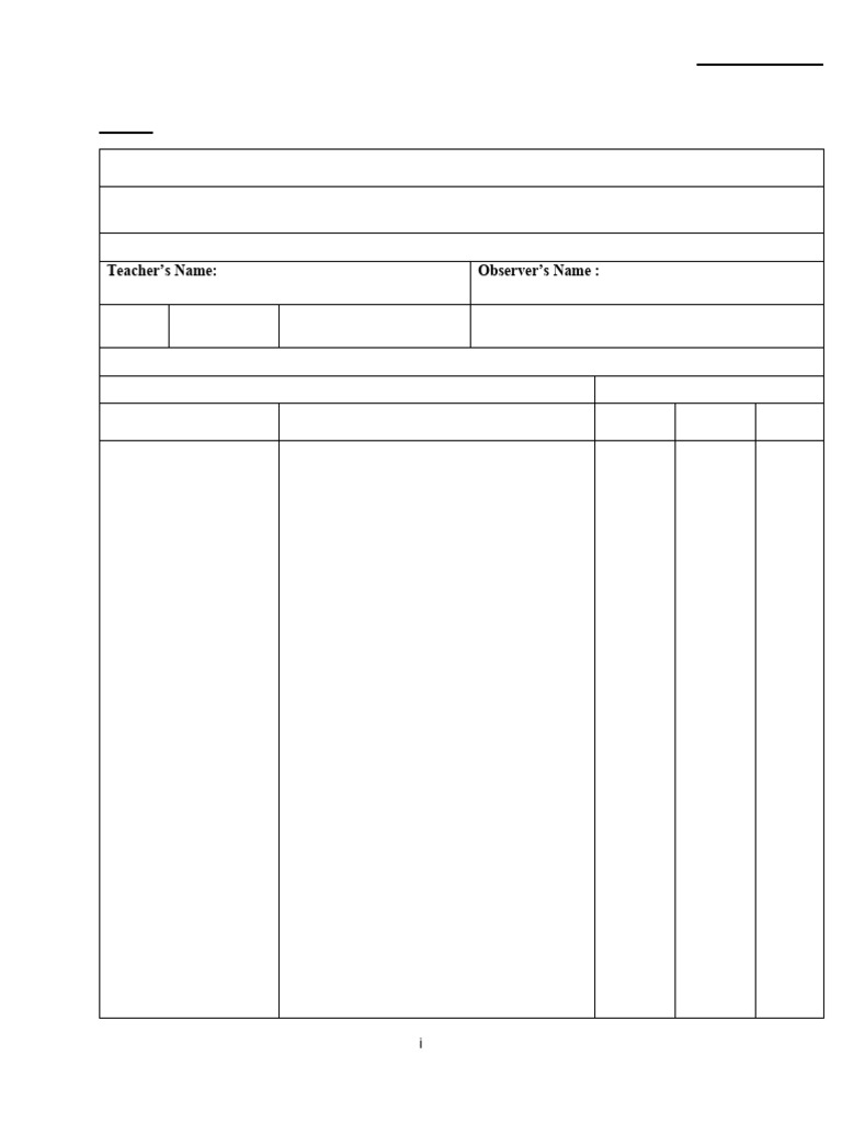 Lesson Observation Form Template | PDF