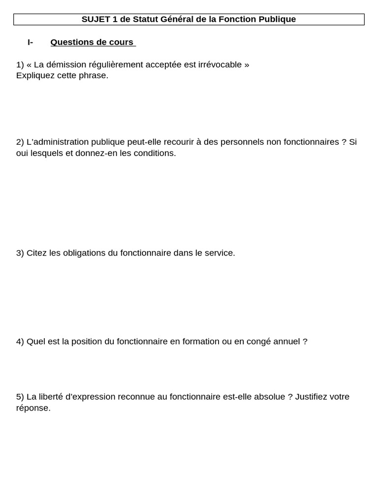 Statut Général des Fonctionnaires | PDF