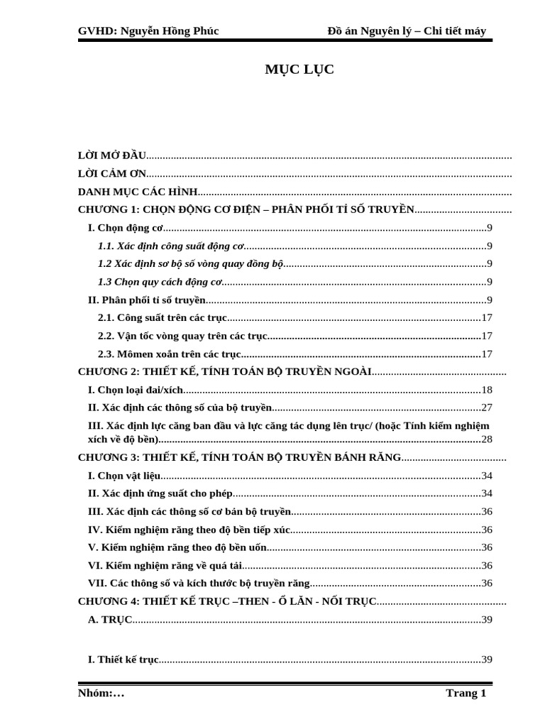 NỘI DUNG Thuyet Minh - Do An Nguyen Ly Chi Tiet May | PDF