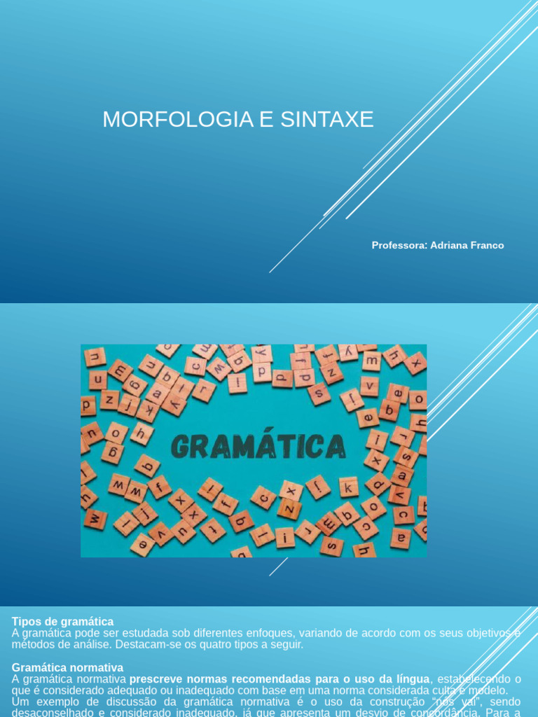 Tipos de Gramática e Morfologia | PDF | Gramática | Assunto (gramática)