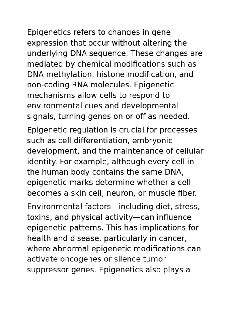 Understanding Epigenetics and Its Impact | PDF