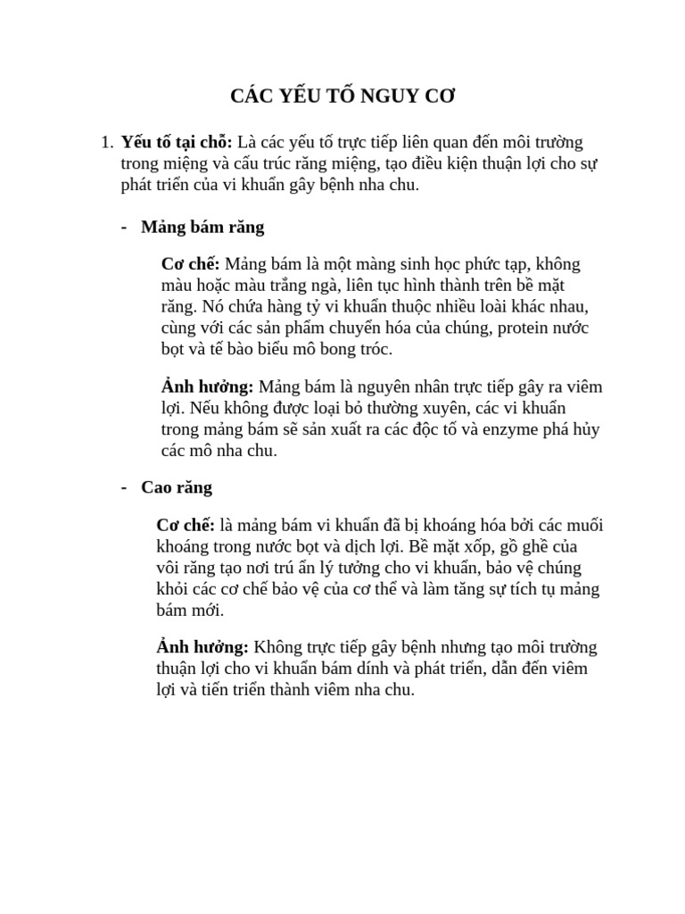 CÁC YẾU TỐ NGUY CƠ | PDF