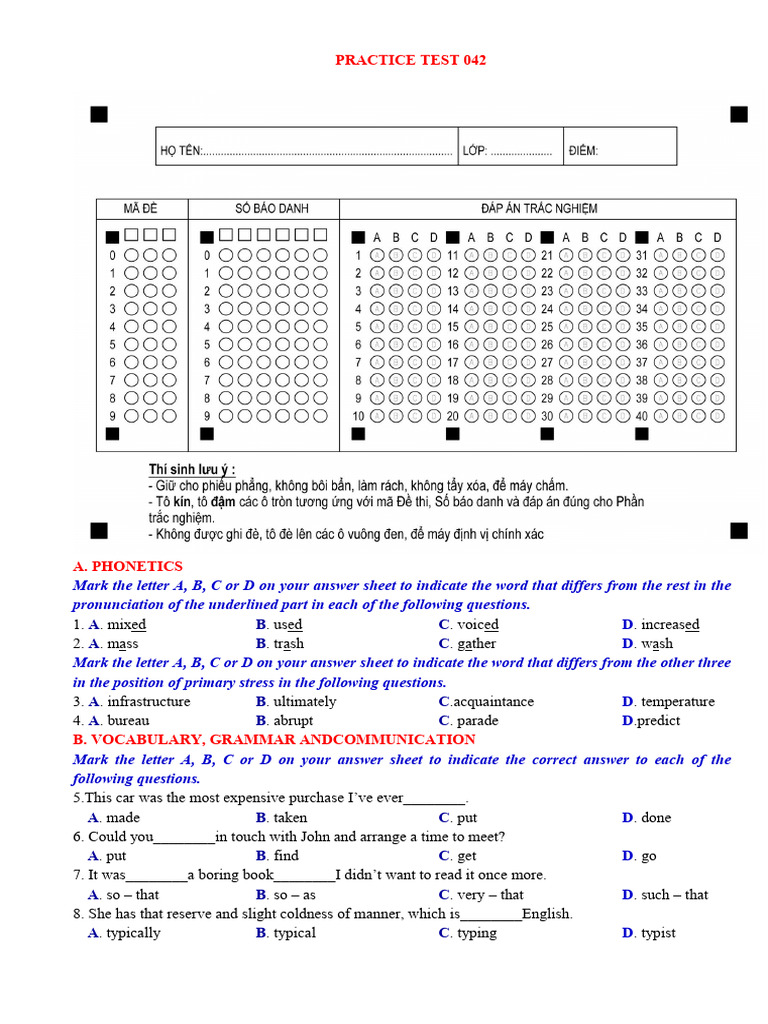 Phonetics and Vocabulary Practice Test | PDF | Papyrus | Ancient Egypt
