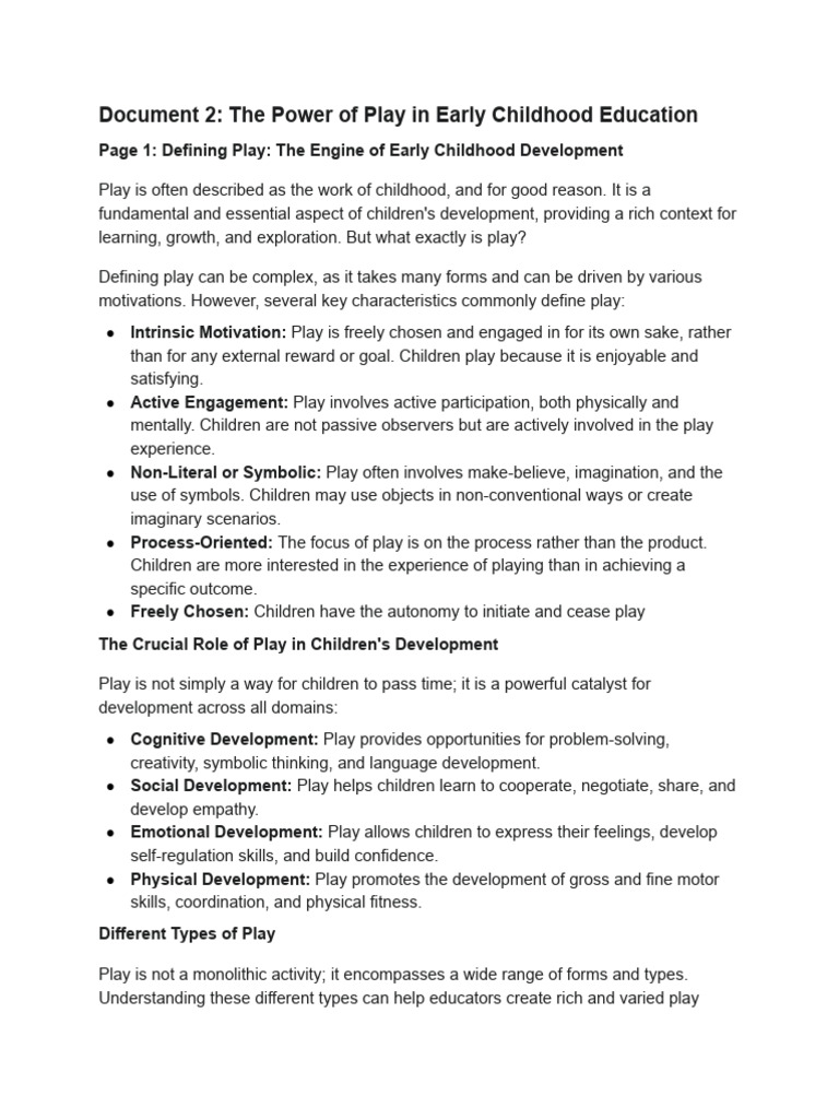 The Importance of Play in Early Education | PDF | Conflict Resolution ...