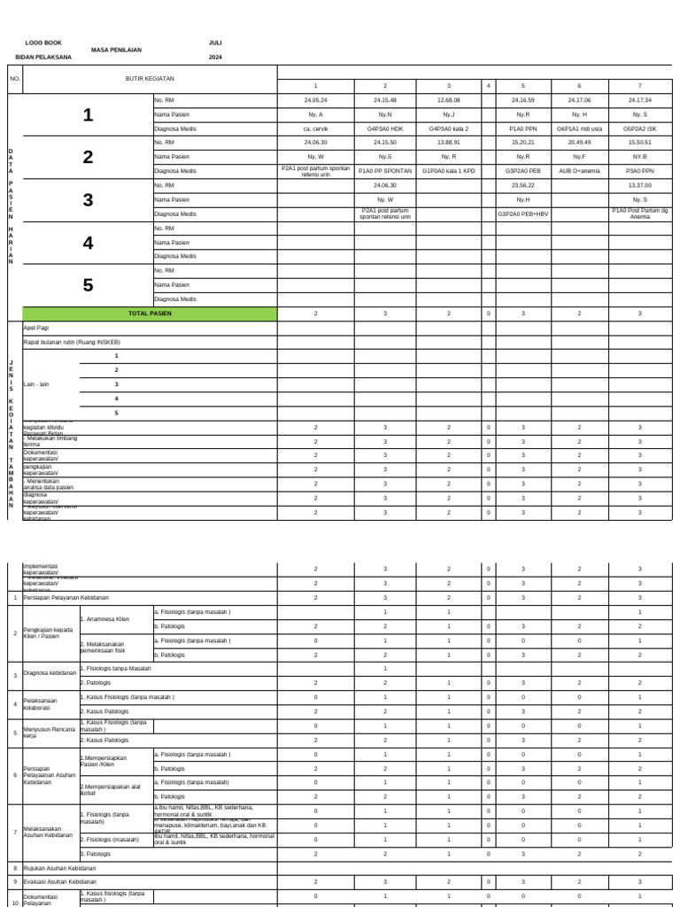 Log Book Kegiatan Kebidanan 2024 | PDF
