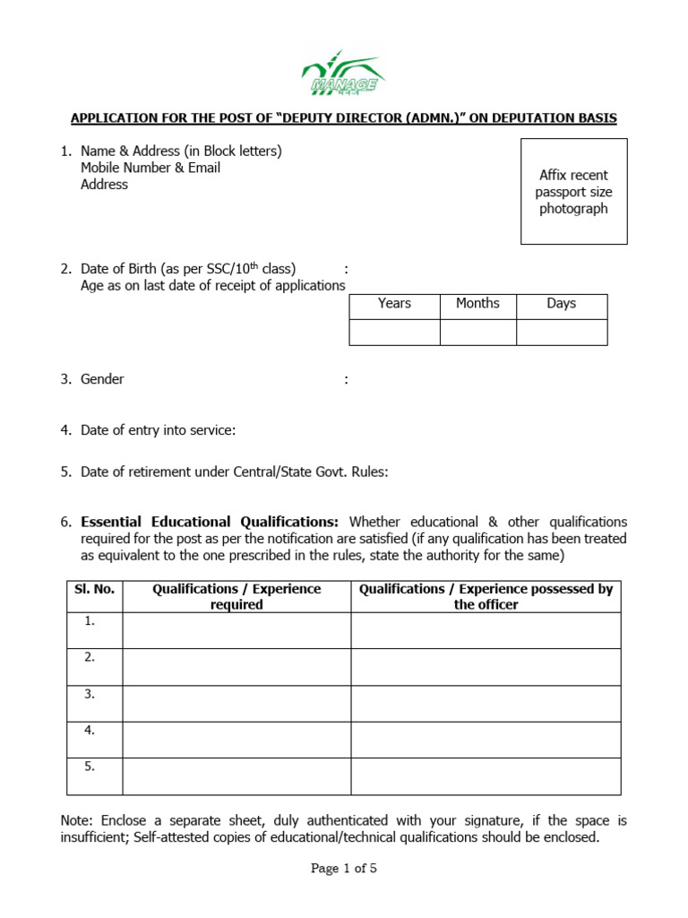 Application Form Deputy Director (Admin.) | PDF | Justice | Crime ...