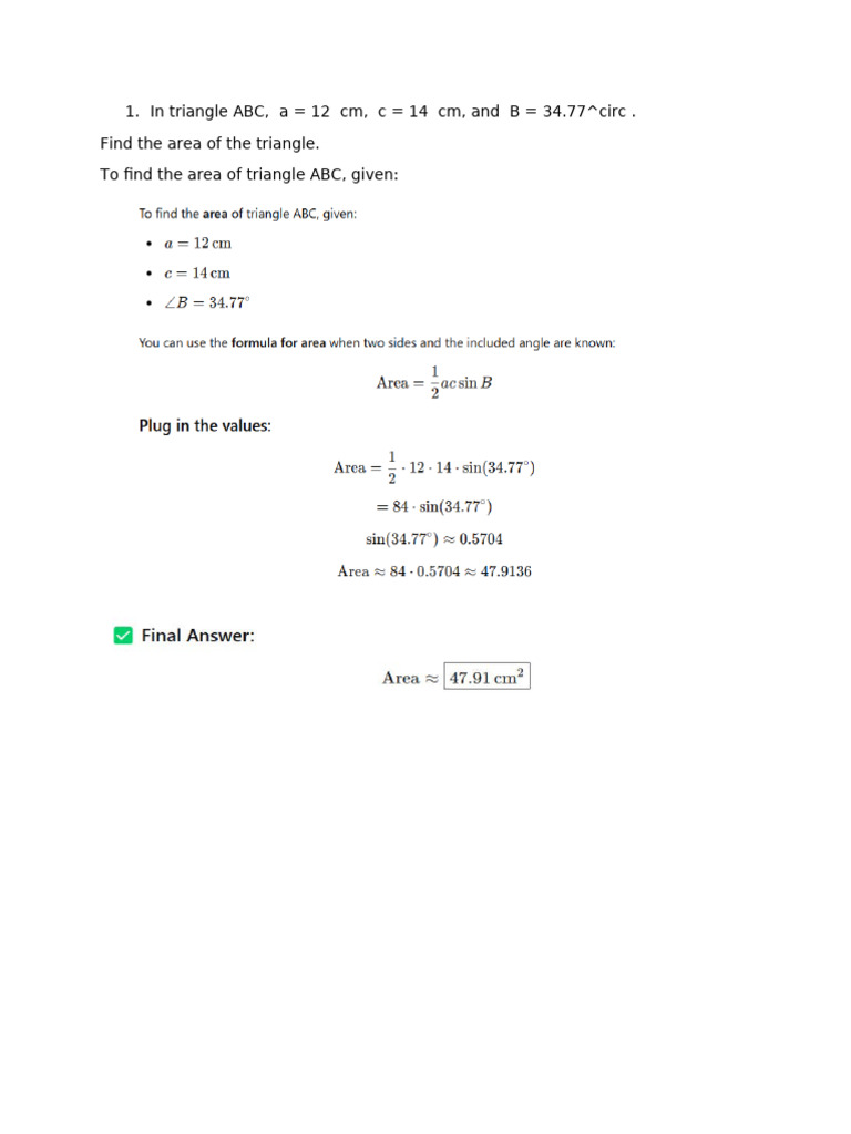 In Triangle ABC | PDF