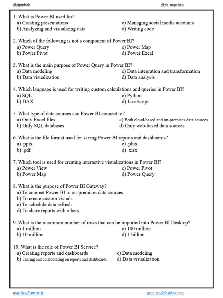 Power BI Exam Questions and Answers | PDF | Information Technology ...