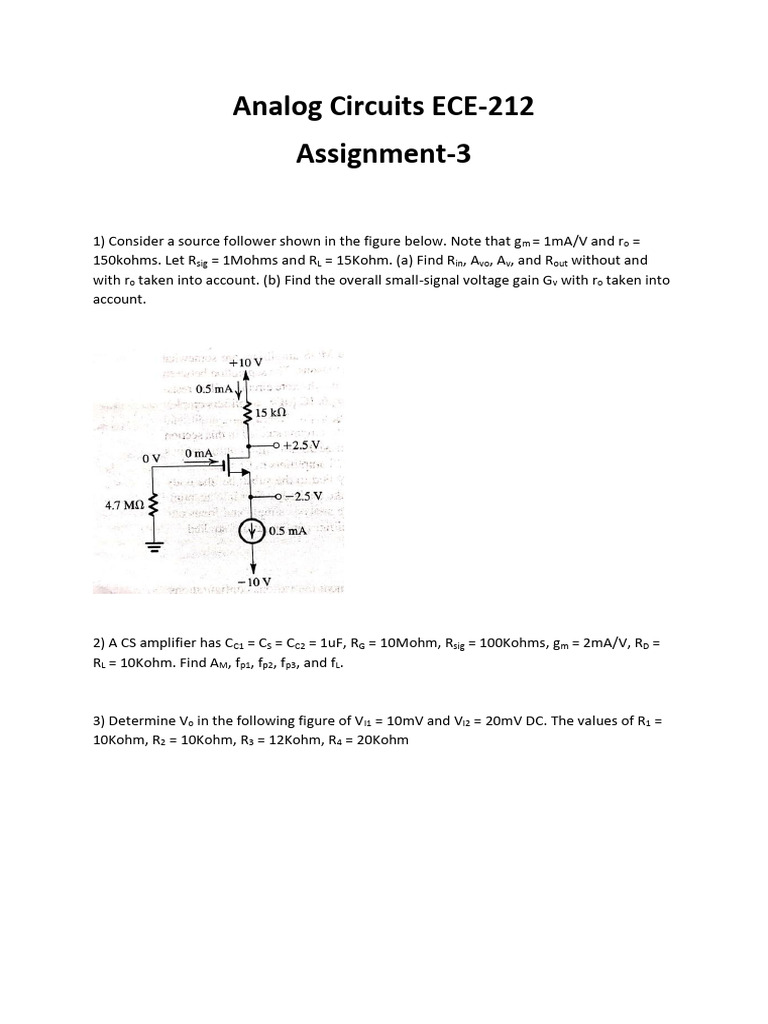 Analog Circuits ECE-212 Assignment 3 | PDF