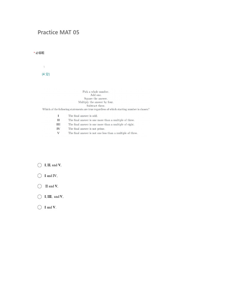 Practice MAT 05 | PDF | Discrete Mathematics | Combinatorics