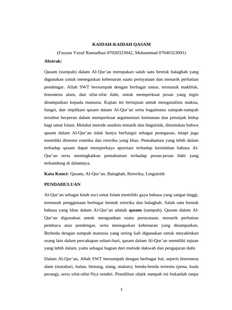 Makna dan Fungsi Qasam dalam Al-Qur'an | PDF