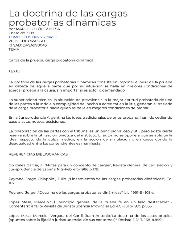 La Doctrina de Las Cargas Probatorias Dinámicas | PDF