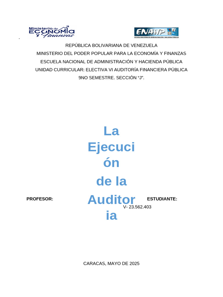 Ejecución de Auditoría Financiera Pública | PDF | Auditoría | Contralor