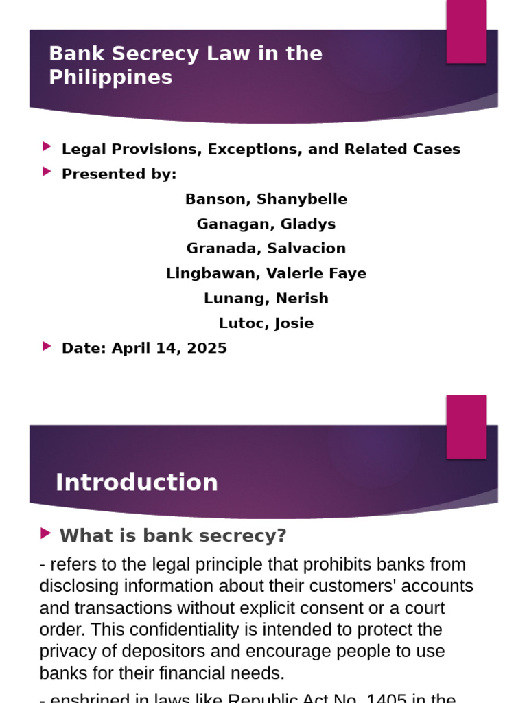 Philippines Bank Secrecy Law Overview | PDF | Subpoena Duces Tecum ...
