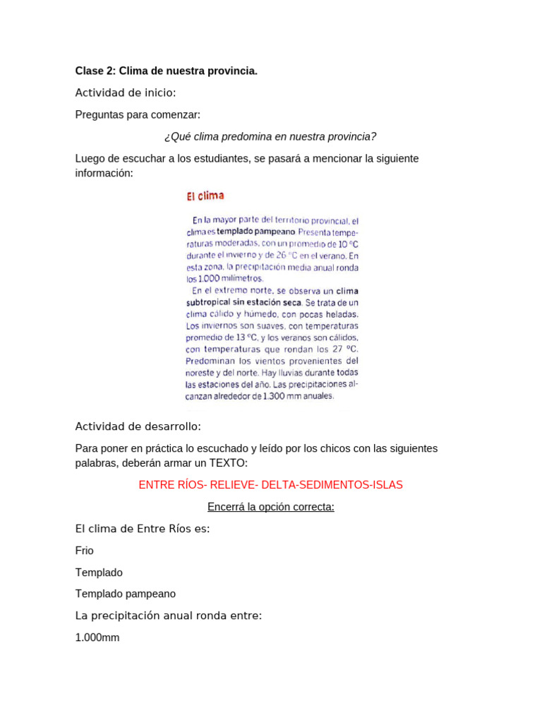 Clima de Entre Ríos: Características y Datos | PDF