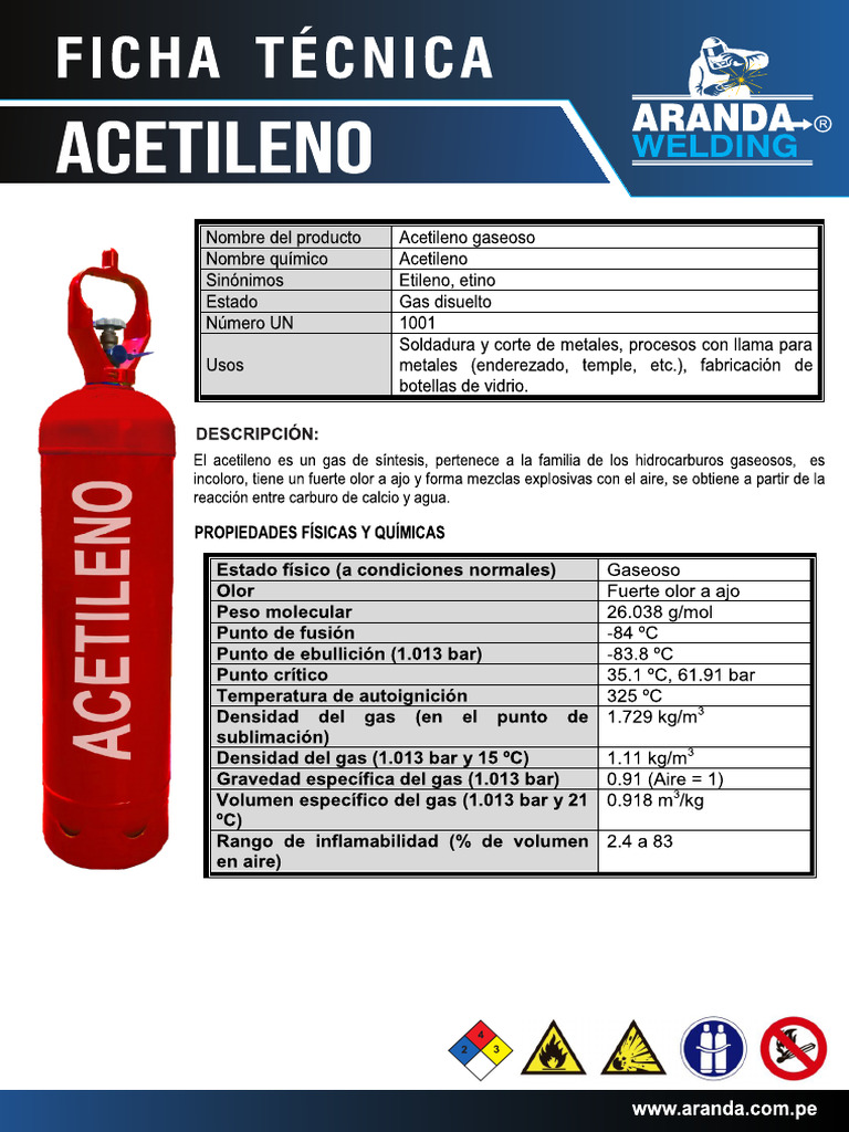 Ficha Tecnica Balon de Acetileno | PDF
