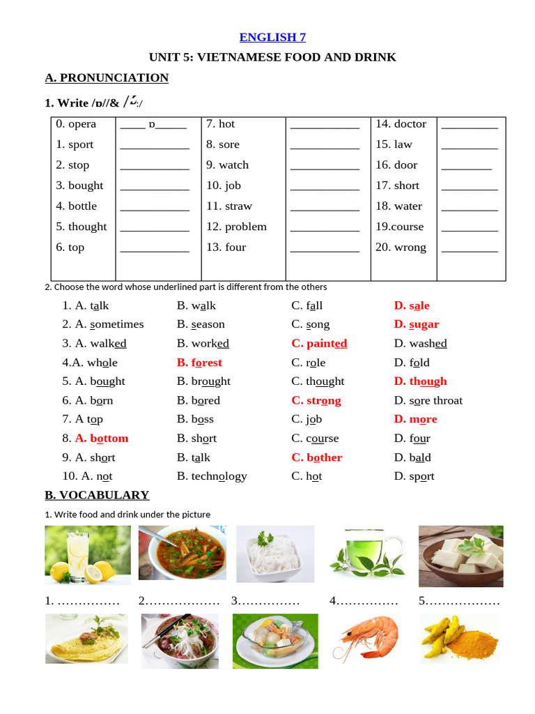 Vietnamese Food and Drink Vocabulary | PDF | Food And Drink | Western ...