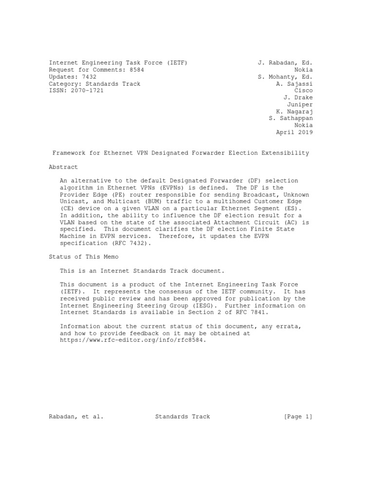 RFC 8584 | PDF | Networking Standards | Network Layer Protocols