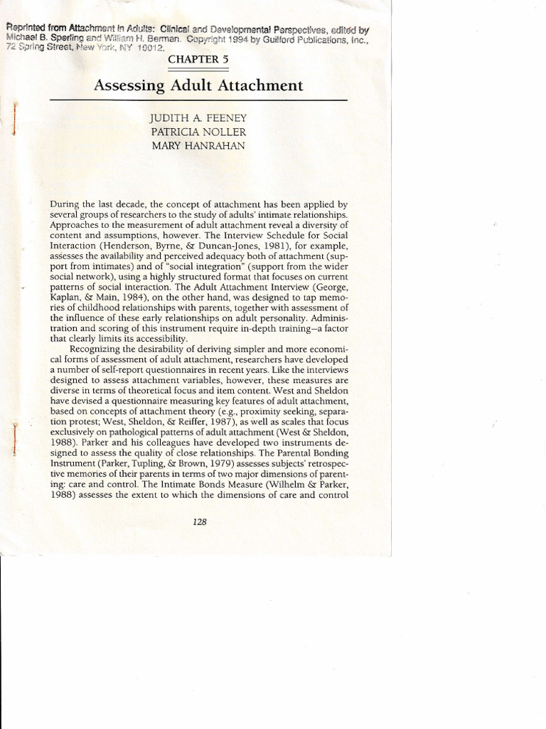 Assessing Adult Attachment Styles | PDF | Attachment Theory | Cronbach ...