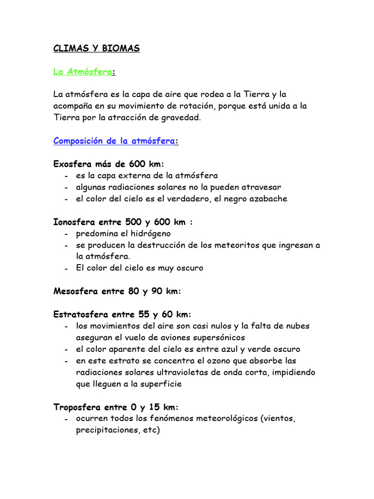 CLIMAS Y BIOMAS - Doc Material de Estudio | PDF | Clima | Precipitación