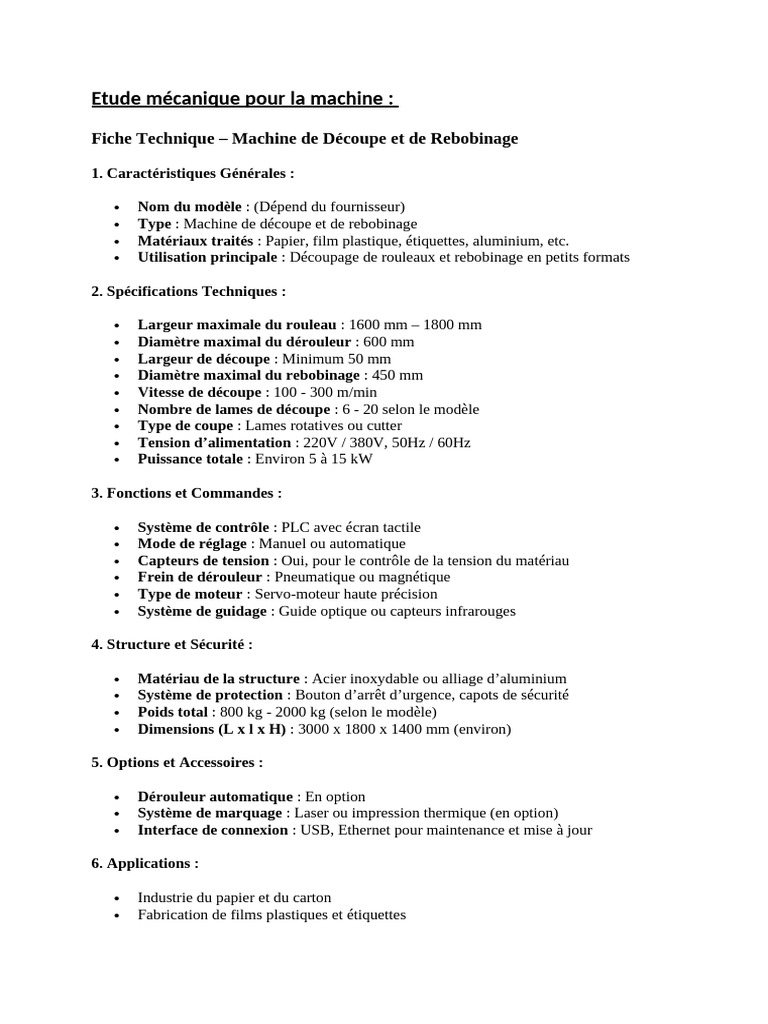 Machine HCH3-1300 : Découpe & Rebobinage | PDF