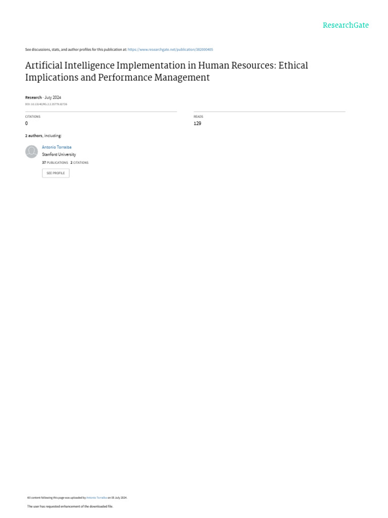 Artificial Intelligence Implementation In Human Resources Ethical