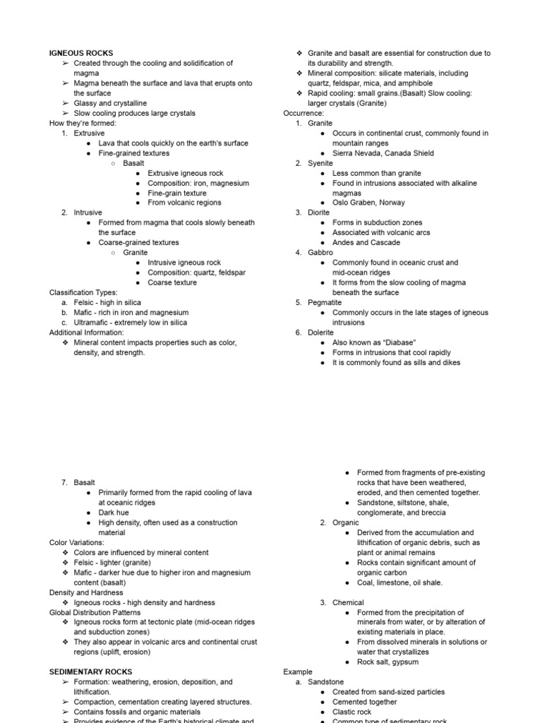 Types and Formation of Rocks | PDF | Igneous Rock | Rock (Geology)
