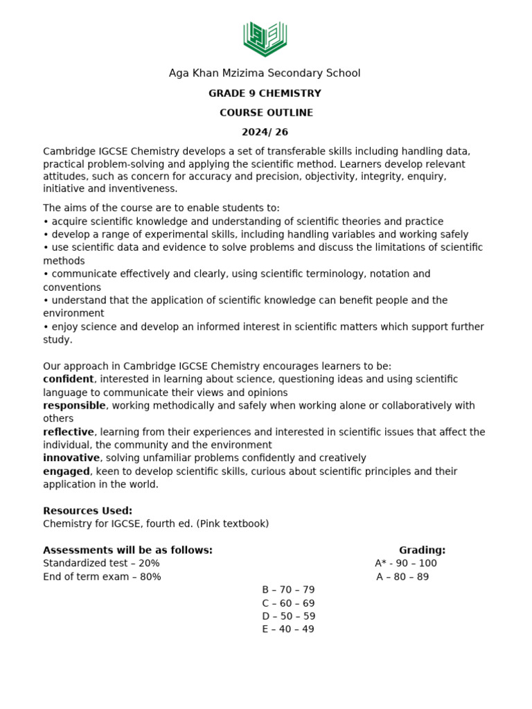 NEW Chemistry Grade 9 CO 2024-26 | PDF | Chemistry | Science