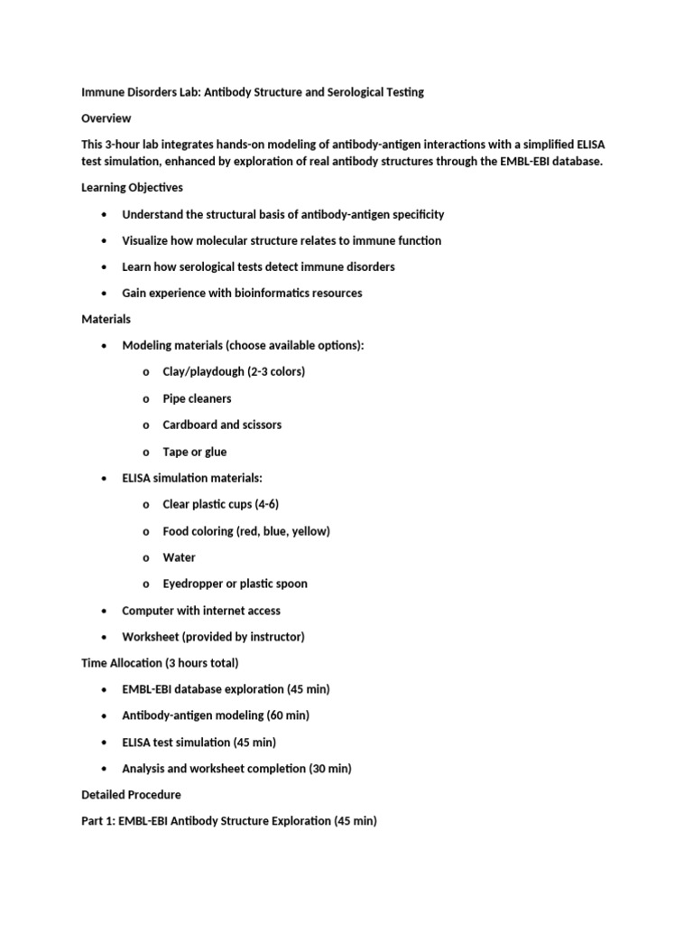 ELISA Simulation Lab for Immune Disorders | PDF | Elisa | Antibody