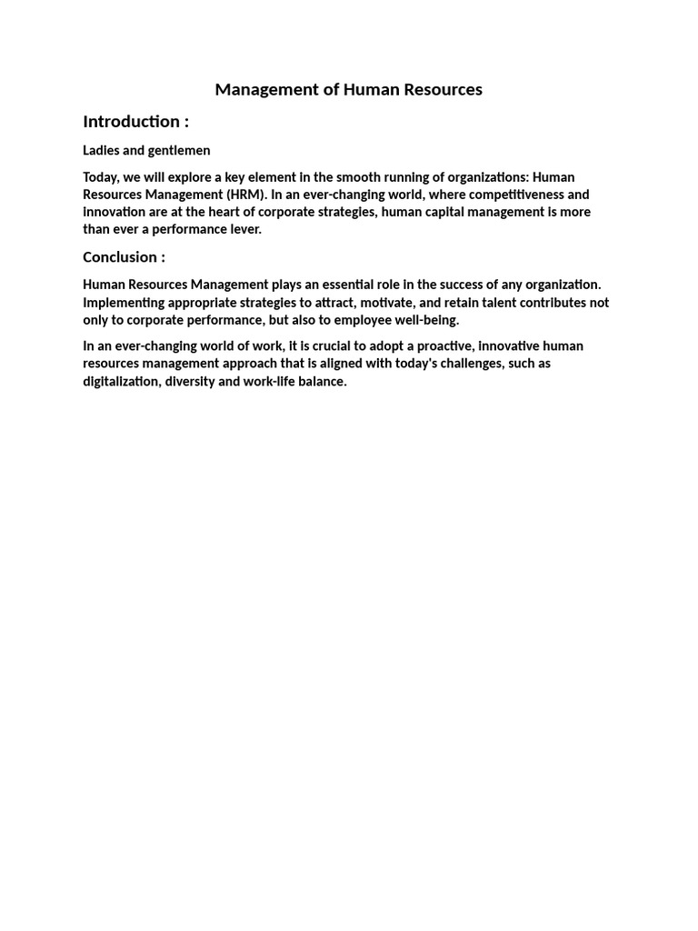 Management of Human Resources | PDF