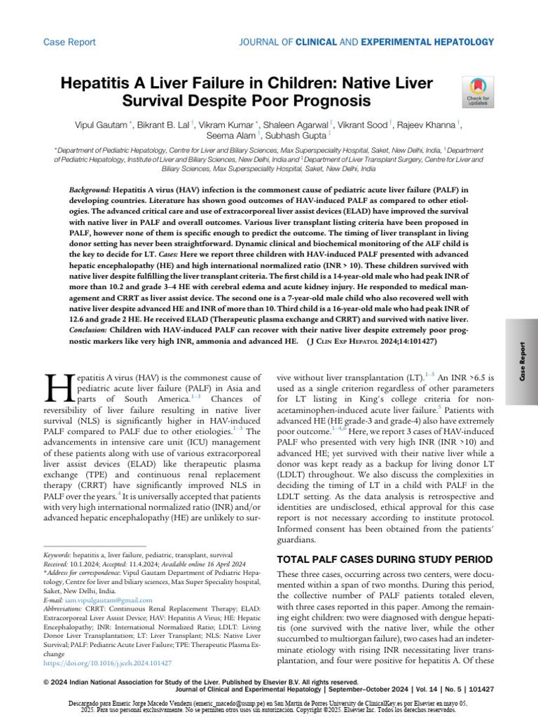 Hepatitis A-Induced Liver Failure Recovery | PDF | Hepatitis | Liver